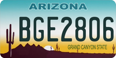 AZ license plate BGE2806