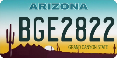 AZ license plate BGE2822