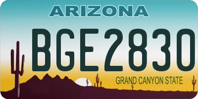 AZ license plate BGE2830