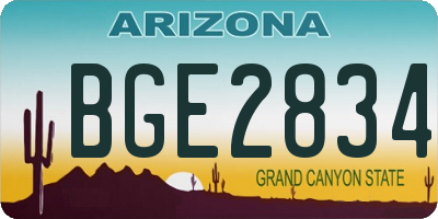 AZ license plate BGE2834