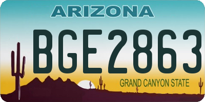 AZ license plate BGE2863