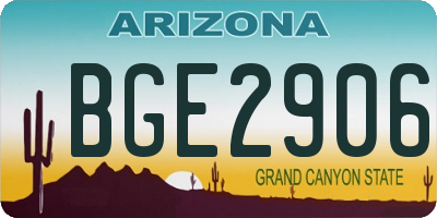AZ license plate BGE2906