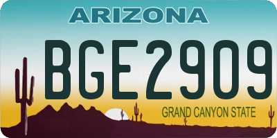AZ license plate BGE2909