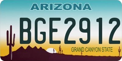 AZ license plate BGE2912