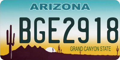 AZ license plate BGE2918