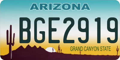 AZ license plate BGE2919