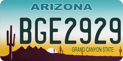 AZ license plate BGE2929
