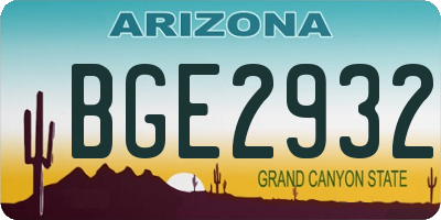 AZ license plate BGE2932