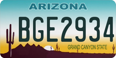 AZ license plate BGE2934
