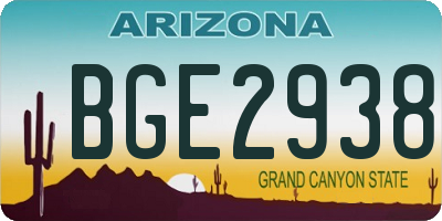 AZ license plate BGE2938