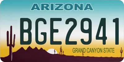 AZ license plate BGE2941
