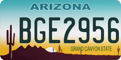 AZ license plate BGE2956