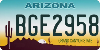 AZ license plate BGE2958