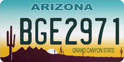 AZ license plate BGE2971