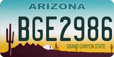 AZ license plate BGE2986