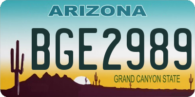 AZ license plate BGE2989