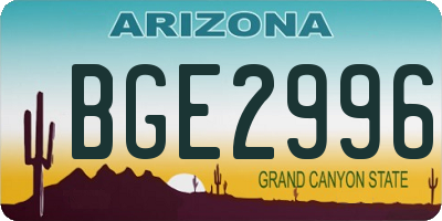 AZ license plate BGE2996