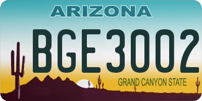AZ license plate BGE3002