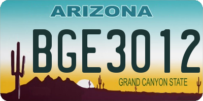 AZ license plate BGE3012