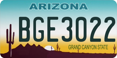 AZ license plate BGE3022