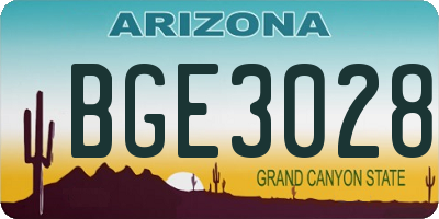 AZ license plate BGE3028