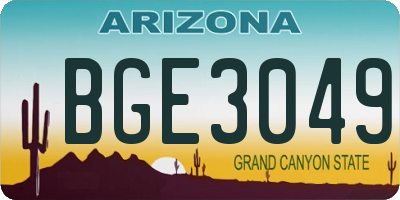 AZ license plate BGE3049