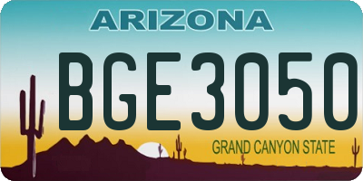 AZ license plate BGE3050