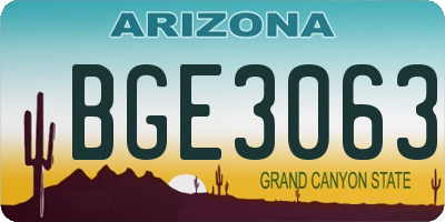 AZ license plate BGE3063
