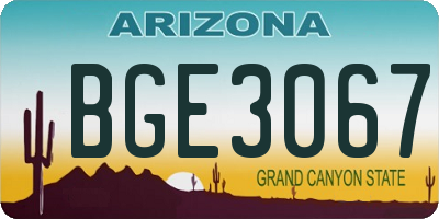 AZ license plate BGE3067