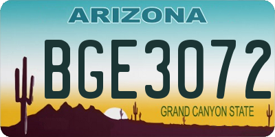 AZ license plate BGE3072