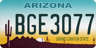AZ license plate BGE3077