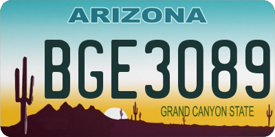AZ license plate BGE3089
