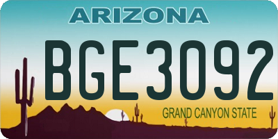 AZ license plate BGE3092