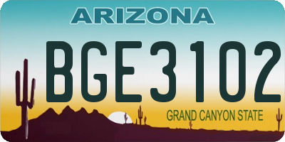 AZ license plate BGE3102