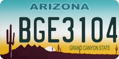 AZ license plate BGE3104