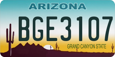 AZ license plate BGE3107