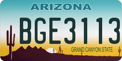 AZ license plate BGE3113