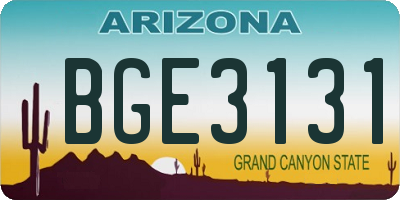 AZ license plate BGE3131