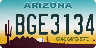 AZ license plate BGE3134