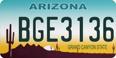AZ license plate BGE3136