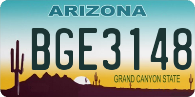 AZ license plate BGE3148