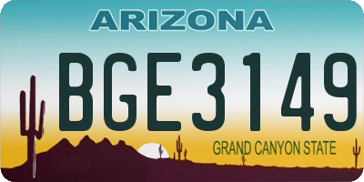 AZ license plate BGE3149