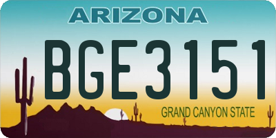 AZ license plate BGE3151