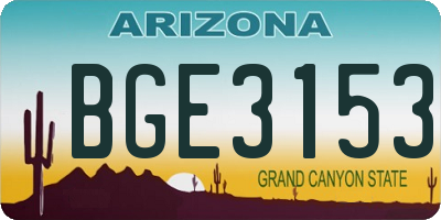 AZ license plate BGE3153