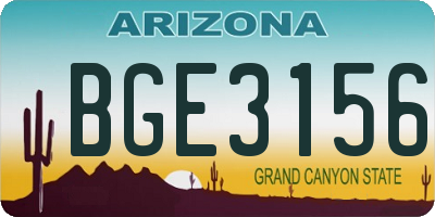 AZ license plate BGE3156