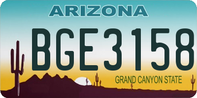 AZ license plate BGE3158