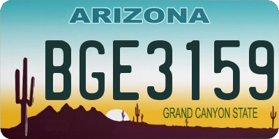 AZ license plate BGE3159