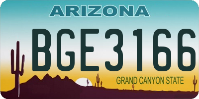 AZ license plate BGE3166