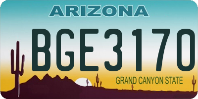 AZ license plate BGE3170