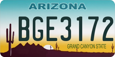 AZ license plate BGE3172